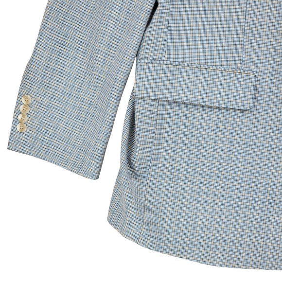 Stafford Sport Coat 56L Mens Blue Glen Plaid Wool Linen Luxury Blazer Big & Tall - Picture 10 of 12